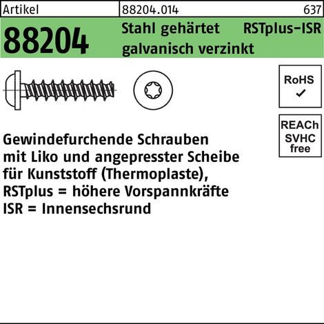 Vis à tête filetée R 88204 Liko ISR 6x25-T30 acier traité galv. 250p.