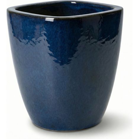 Provencelia Blumentopf Vauban Ø24 cm Höhe 30 cm frostbeständig, keramisch, handgefertigt, Meeresblau (1/5)