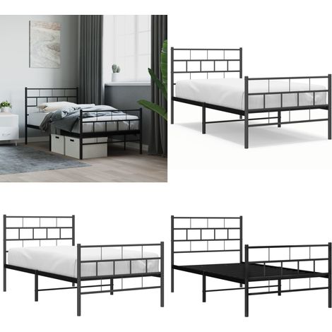 Cadre de lit métal sans matelas avec pied de lit noir 107x203cm - Cadre De Lit Metal - Lit Simple - Lit Double - Sommier - Literie - Home & Living (1/5)