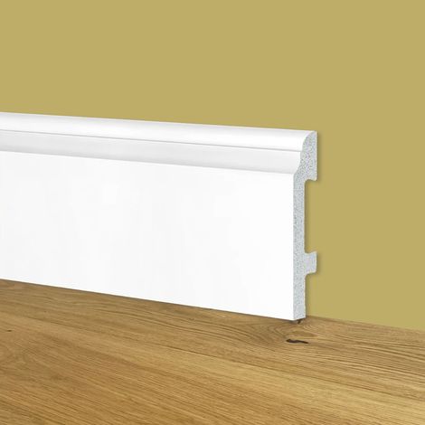 Battiscopa Zoccolino BIANCO mod. CORINZIO 95x15mm in POLIMERI - Polistrutturato (prezzo al metro)
