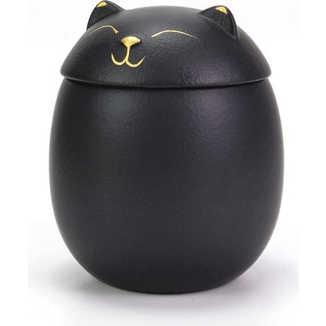 Luxuriöse Bestattungsurne für Hunde, Katzen oder Vögel – Katzenurne – Keramik – Urnen – Tierurne – Urne für verstorbene Hunde – Katzenurne – 500 ml – Schwarz