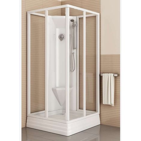 Ravak Supernova - Box doccia 80x80 cm, con piatto e accessori, bianco/Grape 82644112ZG