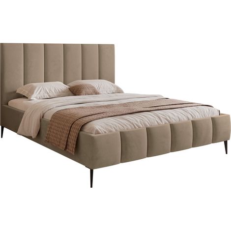 Selsey Sarafino - Polsterbett 160x200 cm, mit Bettkasten, Lattenrost und Metallfüßen, dunkelbeige (1/4)