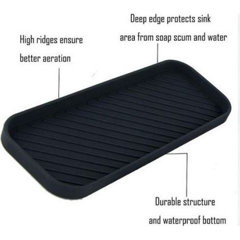 Organisateur D'Évier - Silicone Antidérapant - Drainage Rapide Pour Cuisine Et Salle De Bain - Noir - 2 Pièces (1/4)