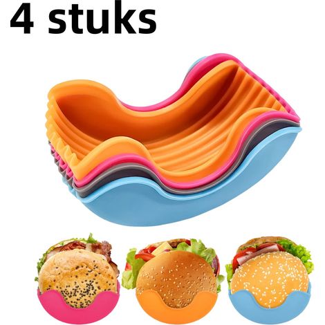 Lot de 4 supports pour plateaux à hamburger avec boîtes de rangement faciles à nettoyer anti-chute et sans contact couleurs assorties (1/5)