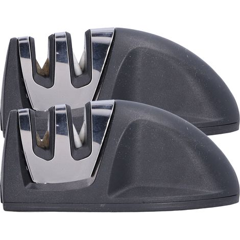 Deux mini affûteurs de couteaux, affûteurs en céramique de carbure de tungstène à angle fixe, rapides, portables, adaptés à une utilisation en extérieur, noirs. (1/5)