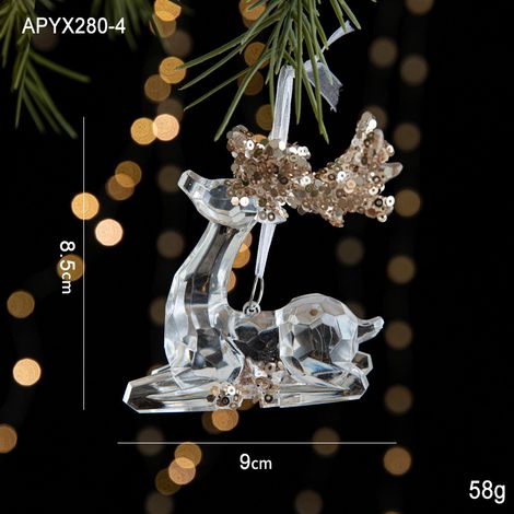 Suspensions de Noël en acrylique transparent à paillettes, ornements flocon de neige pour sapin, décoration festive pour maison, vitrine, fête et ambiance hivernale (1/5)
