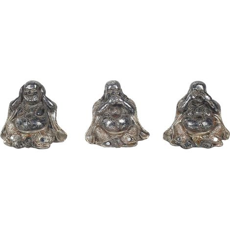 Signes Grimalt Figura De Buda Figuras Buda 3 Diferentes Set 3U Budas Plateado 5x8x7cm 20269