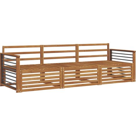 vidaXL Outdoor Sofa Set 3 pcs Natural Solid Acacia Wood