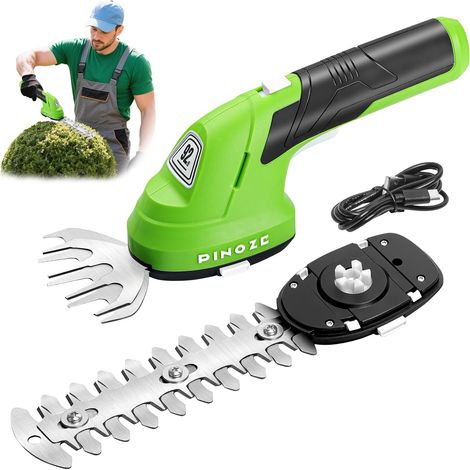 Tondeuse à gazon et taille-haies à batterie - 2 en 1 Manuel 7,2V Petite tondeuse électrique à broussailles, tondeuse à batterie 2,0Ah pour arbustes, tondeuse à gazon pour jardin, pelouse (1/5)