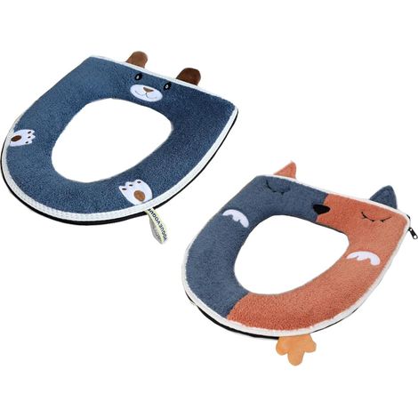 ZOLGINAH 2 PCS Housse de Siège de Toilette, Sonwaha WC Coussin Abattant Épaissir Housse Coussin de Siège de Toilette Siège de Toilette en Tissu Chaud Protection Warmer Siège Toilette en Peluche (1/5)