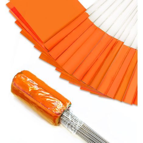Lot de 100 fanions de signalisation en PVC orange, 38 x 10 x 13 cm, triangulaires, à fixer sur poteau, idéaux pour la construction, l'aménagement paysager et le dressage d'animaux. (1/5)
