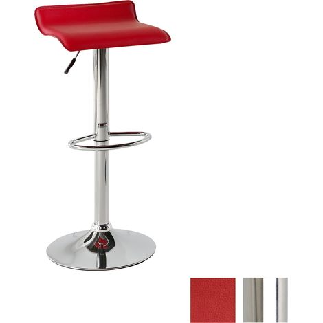 MOMMA HOME Set de 2 Taburetes de Asiento Elevado - Modelo Noa - Material Ecopiel/Metal Cromado - Medidas 38×39,5X 64/85 H cm  Color: Red (1/3)