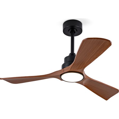 CAIziVentilateur de plafond 42 pouces avec lumière et télécommande, dimmable, ventilateur de plafond moderne couleur noyer, moteur DC silencieux, ventilateur d’intérieur et d’extérieur avec lumière po