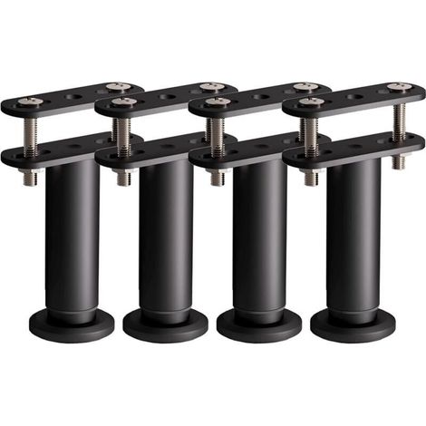 Lot de 4 pieds de support de lit réglables pour cadres de meubles, lattes de support en métal robustes (120 mm - 180 mm)