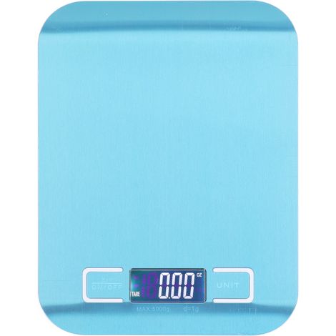 Balance de cuisine avec plateau en verre, 5 kg, écran LCD