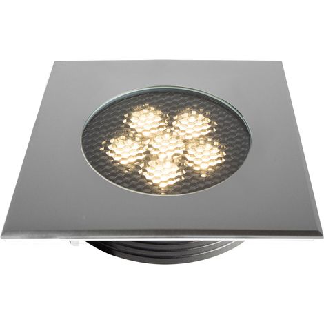 Encastré de sol extérieur ZEPH 3 SLIM 230V carré inox non percée bleu 6x2W - EUROPOLE - 56424