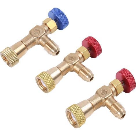 3 Pièces Adaptateur De Sécurité Raccord 1/4 Pouce 5/16 Pouce Mâle Femelle Pour Tuyau De Charge Climatisation Réfrigération (1/5)