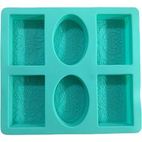 Moule À Savon En Silicone - 6 Cavités Rectangulaires Et Ovales - Pour Savons Faits Main Et Bougies - 1 Pièce (1/5)