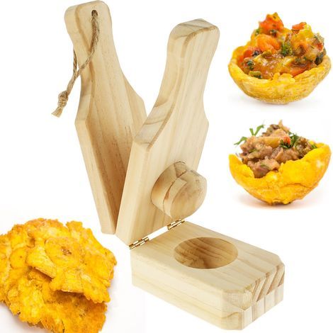 2 en 1 Presse-Plantains Réutilisable de, Presse à Bananes En Bois avec Lanière Suspendue, 1666cm, Presse à Bananes Plantain en Bois, Presse-Purée pour Bananes Frites pour la Maison et la Cuisine