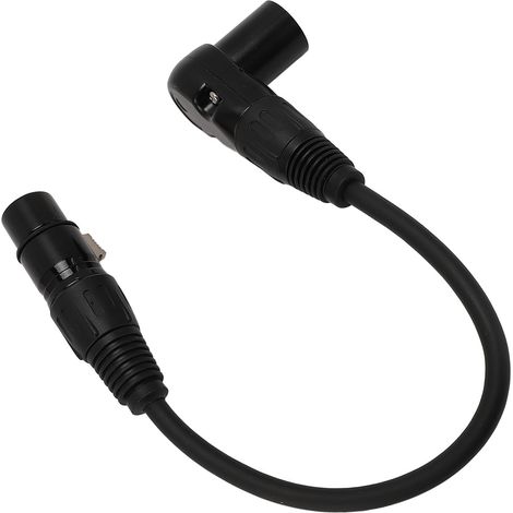 Câble d'extension XLR pour microphone, adaptateur coudé à 90° XLR mâle vers femelle 3 broches, pour enceintes, consoles de mixage de studio et interfaces audio, 0,3 mètre / 0,98 pied (1/5)