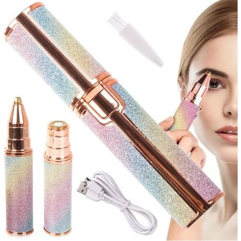 Online Store - Épilateur/rasoir rechargeable 2 en 1 pour le visage et les sourcils, rose (1/5)