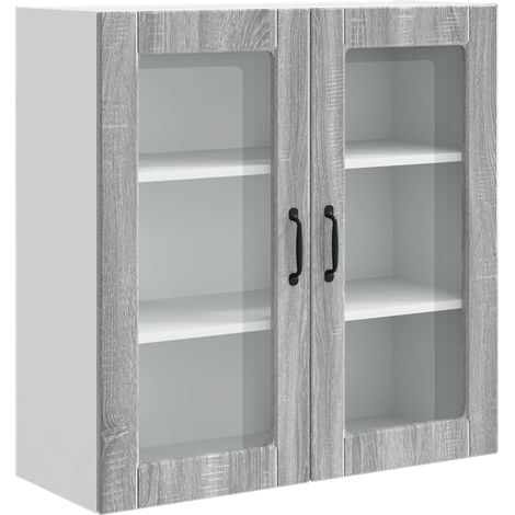 Maison Exclusive - Cabinet en verre mural PORTO Gris Sonoma 80 x 31 x 80 cm (1/5)
