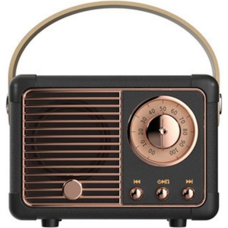 Retro-Bluetooth-Lautsprecher mit FM-Radio, Vintage-Design, kraftvollem Klang, Bluetooth 5.0-Verbindung, TF-Kartenleser, Farbe: Schwarz