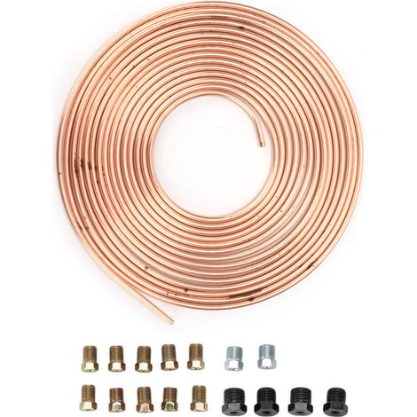 25-Foot Nickel-Plated Copper Brake Line Tube 3/16 Inch OD with Fittings for Hydraulic Brake Fuel System Brake Line Hose Coil (1/5)