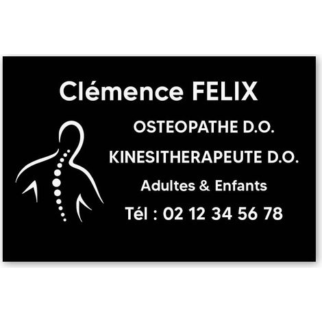 Plaque professionnelle PVC 30x20 Personnalisée avec Logo | Kinésithérapeutes - Noire lettres blanches (1/3)