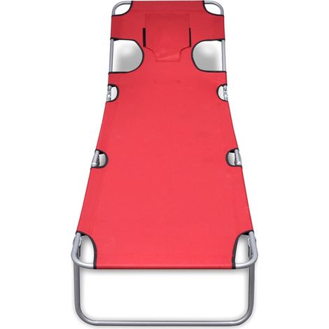 Maison Exclusive - Lettino da Sole Pieghevole Poggiatesta Acciaio Verniciato Rosso