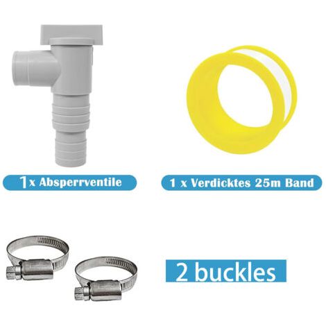 Kit de robinet d'arrêt pour piscines hors sol avec raccord de tuyau de 32 mm : adaptateur pour tuyau de piscine, vanne d'arrêt de 32 mm, accessoires d'entretien pour piscine. (1/5)