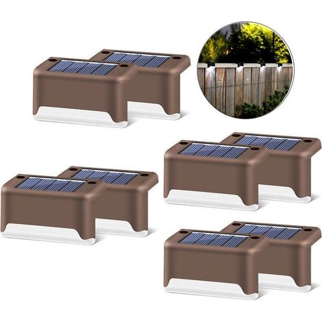 8-piece set waterproof LED solar lights – Easy installation with screws or adhesive tape – For stairs, railings, garden (1/5)