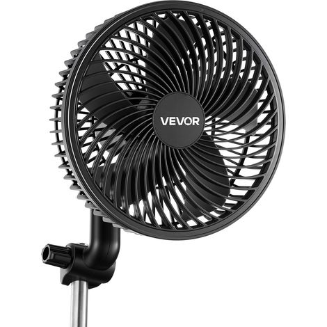 VEVOR Grow Ventilator mit Clip Oszillierend, 10 W-Clip-Ventilator mit USB-C-Anschluss, 9 Geschwindigkeitsstufen & Zirkulationsmodus, Umluftventilator für Umluft & Kühlung in Growbox, Growzelt, Schwarz (1/5)
