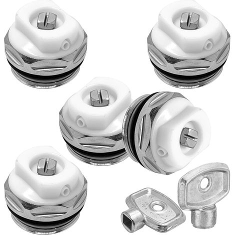 Lot de 5 valves de purge de radiateur de 1/2" avec 2 clés de purge (1/5)