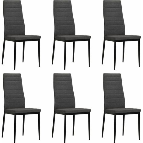Lot de 6 chaises de salle à manger cuisine design contemporain tissu gris foncé CDS022444 (1/5)
