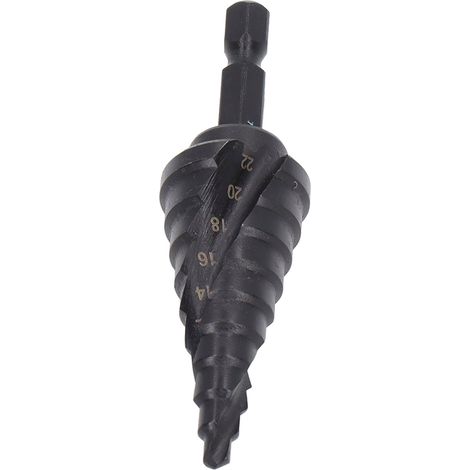 Foret Conique HSS Rainure Spiralee Hexagonal Pour Metal Noir 10 Etapes (4-22mm) Outil de Perçage (1/5)