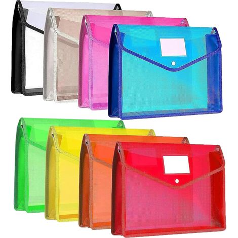 Borsa per documenti trasparente impermeabile in plastica A4 da 8 pezzi per ufficio, casa, scuola (1/5)
