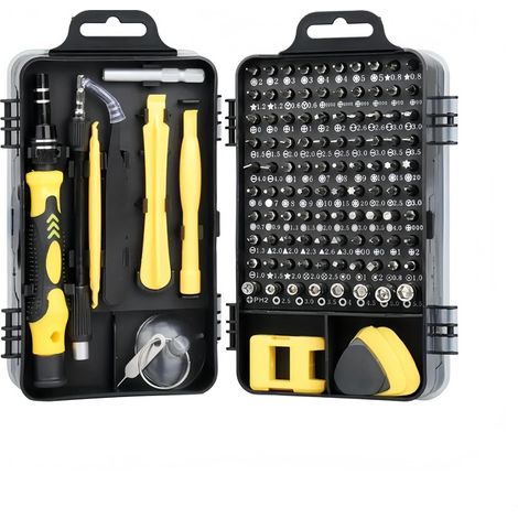 Jeu de tournevis de précision 115 en 1, ensemble d'outils de réparation professionnels, avec tournevis plat et embouts multiples (jaune) (1/5)