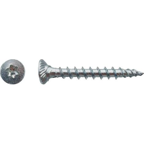 250 Vis Bois TK3 Tête Fraisée Crantée Torx F/Total 4.5 x 60 mm - Zingué blanc - D-Work