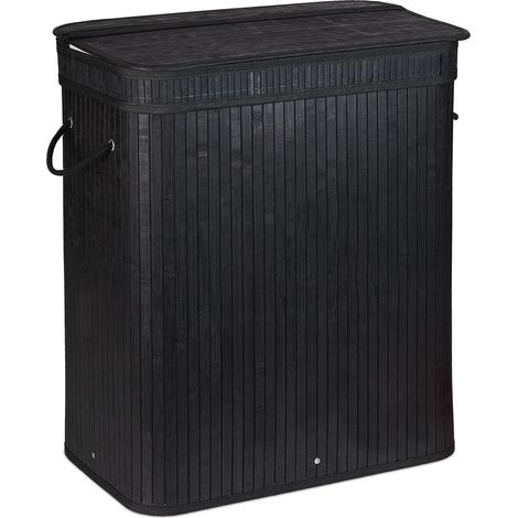 Cesto para ropa sucia clasificador decorativo baño 63 x 55 x 35 cm con 3 compartimentos de bambú natural 130011564 (1/5)