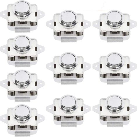 Bouton Poussoir Camping Car - Serrure Loquet Porte Fermeture Placard Bouton pour RV caravane de moteur 5 pièces Argent-Crezuo (1/5)