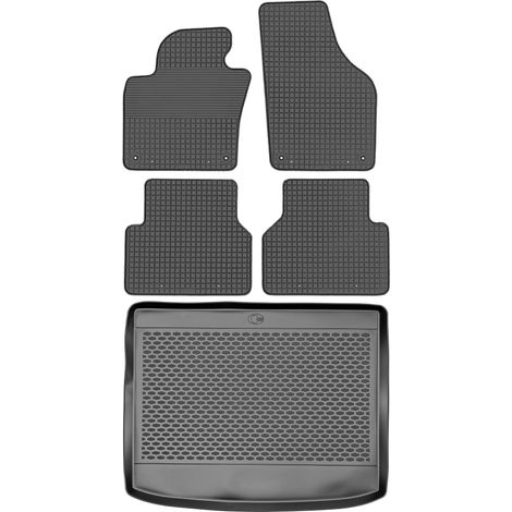 Ensemble de tapis de sol en caoutchouc pour Volkswagen Tiguan I SUV (2007-2016) + tapis de coffre