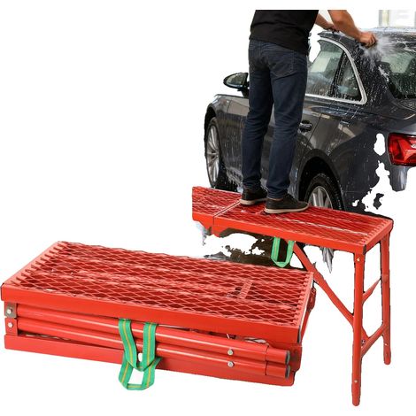 Plateforme de travail pliable, 150x40cm, Hauteur réglable 75-110cm, Capacité de charge 350kg, Design antidérapant, Construction en fer soudé (1/5)