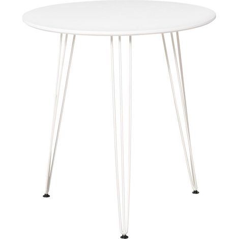 Table ronde blanche Ø70x75 cm avec pieds épingle à cheveux, style nordique pour cuisine et bar, design tendance