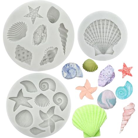 Stück Silikon-Schokoladenformen mit Meeresmotiv, Silikonformen mit Meeresmotiv, Muschelform, für Fondant, Kuchendekorationen und Pralinen, geeignet für die Seifen- und Tonherstellung (1/5)
