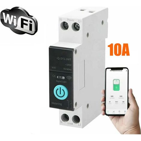 DIN-Schienen-Leistungsschalter, intelligenter WLAN-Schalter, Fernbedienung per Mobiltelefon, 3 Timer-Modi für Haushaltsgeräte, 10 A (1/5)