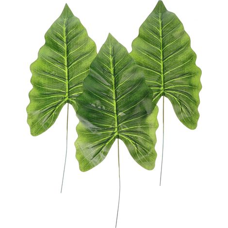 Feuilles Artificielles Tige en Plastique et Fil Métallique Lot de 3 en Tissu de Soie Ornement Naturel et Frais Décoration Maison et Balcon (1/5)