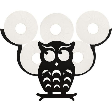 Porta carta igienica a forma di animale, porta asciugamani di carta indipendente, nero, gufo (1/4)