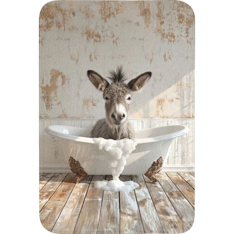 TAPPETINO DA BAGNO Asino - Animali - Vasca da bagno - Schiuma 60x90 cm